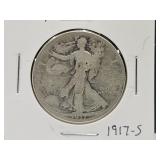 1917 S Walking Liberty Silver Half Dollar Coin