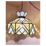 Green & Slag Glass Swag Lamp15" wide