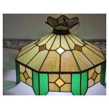 Stained Glass Green & Slag Glass  18.5" w Light
