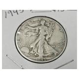 1945 D Walking Liberty Silver Half Dollar Coin