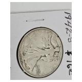 1942 S Walking Liberty Silver Half Dollar Coin