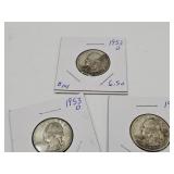 1953 D 56 Silver Washington Quarters Coin