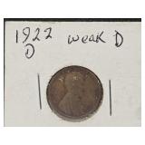 1922 Weak D Wheat Penny