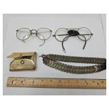 Vintage Eyeglasses, Necklace & Gillette Razor