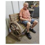 Wooden Wagon Wheel Style  Bench  42" Long