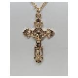 Gold Tone Crucifix on Chain