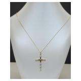 Multicolor Gemstone Cross w 12C Gold Filled Chain