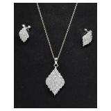 Sterling Silver & CZ Necklace & Matching Earrings