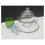 VTG Glassware Lot, Juice glasses, Domed dish +