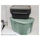 18 Gal Green Storage Tote & Smaller Rubbermaid