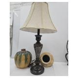 28" high Table Lamp & Stoneware Decor