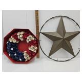 Large Metal Star 25" w  & Americana Wreath 15" w