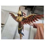 VTG Balinese Wood Flying Angel Hand Carved 28 x35"