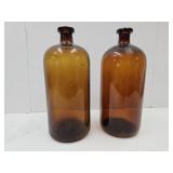 2 Large Amber Apothecary Jars 13 1/2"H