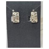 Sterling Silver Screw Back Earrings Marked