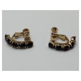 VTG Black Onyx Earrings w Clip & Screw Back
