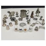 Lot of Thimbles, Miniature Pewter Figurines