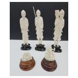 Carved  Oriental Statues 2.5" to 7" high