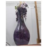 Large Very Nice Amethyst Painted Glass Vase 30"h