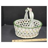 Italy Glass Laattice Basket 8"Wide x 9 " High