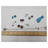 Costume Jewelry Lot, EarringsNecklace , Cat Pin +