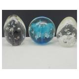 3 Unmarked Paperweights