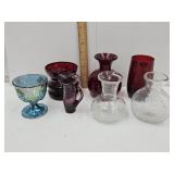 VTG Glassware- Crackle Glass, Ruby Red, Carnival+