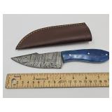 Damascus knife with holder