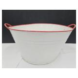 Metal Wash Tub 21"W White/red rim