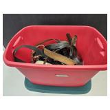 Storage Tote With Lots of Belts (Red/Green)