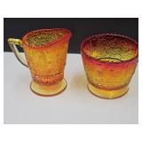 Amberina Glass Cream & Sugar  (no lid)
