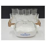Corningware 1 qrt baking pan & Crystal Glasses