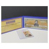 Auth. $2 Note Baseball Player Honus Wagner w Card