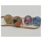 4 Antique German Handmade Marbles