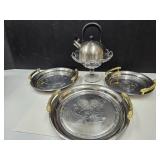 Imperial Crochet Crystal Compoe, Teapot, Trays