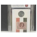 Adolf Birthday N A Z I  Stamp w 10 Reich Coin