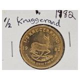 1982  1/2 Ounce Kruggerand Gold Coin