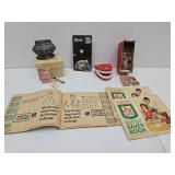 Ronson Table Lighter w Box, Juan Blades, Stamps +