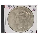 1923 D  Silver Peace Dollar Coin