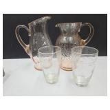 Pink Depressionware & Etched Glasses