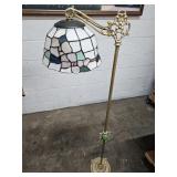 Art Deco Stained Glass Floor Lamp W Many Cracks
