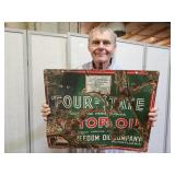 VTG Porcelain Enamel MOTOR OIL Sign SEE COND 22"