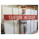 Vintage Metal Sign CLIFFORD NEEDLER  5 ft x 9"