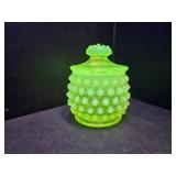 VTG Uranium Fenton Topaz Hobnail Sugar Dish