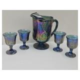 VTG Indiana Cranival Glass Pitcher and Goblets
