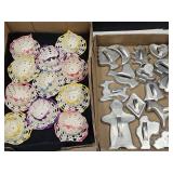 VTG Cookie Cutters & Crocheted Tea Cups & Saucers
