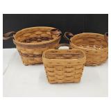 3 Longaberger Baskets 5.5"-7"