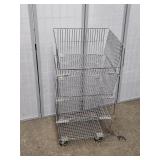 4 Tier Metal Basket On Wheels W 18" H 38"