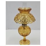 9" h Vintage Amber Moon & Stars Glass Oil Lamp