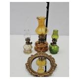 3 Vintage Oil Lamps 4.5 to 6" high
